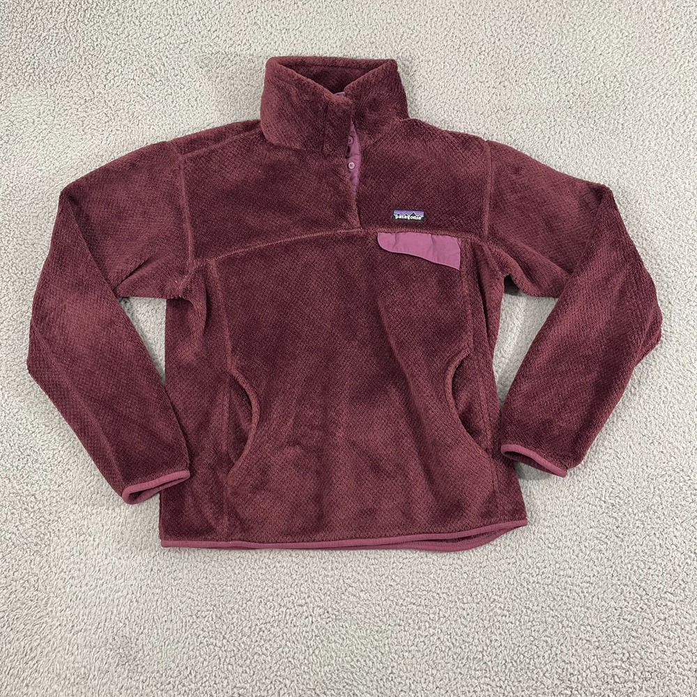 Patagonia Re-Tool Snap-T Fleece Women M Burgundy Polartec Outdoor Pullover
